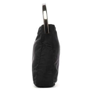 Black Tessuto Nylon Metal Hoop Handle Bag