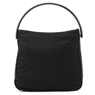 Black Tessuto Nylon Metal Hoop Handle Bag