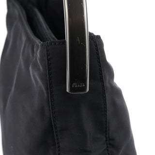 Black Tessuto Nylon Metal Hoop Handle Bag
