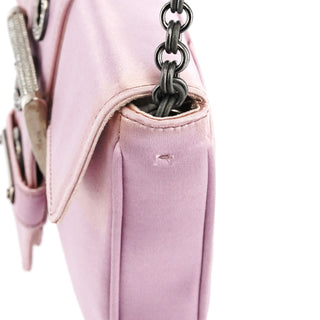 BR2765 Pink Satin Crystal Buckle Mini Bag