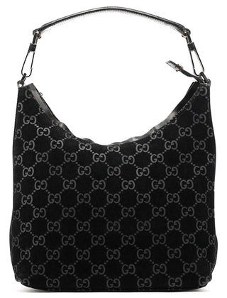 000 0602 Black GG Suede Shoulder Bag