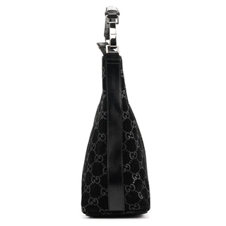 000 0602 Black GG Suede Shoulder Bag
