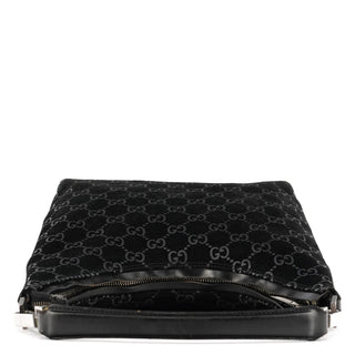 000 0602 Black GG Suede Shoulder Bag