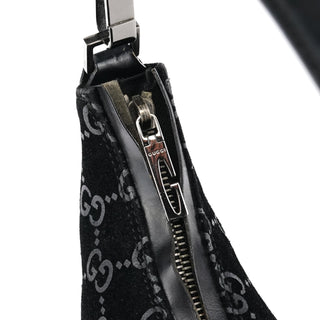 000 0602 Black GG Suede Shoulder Bag