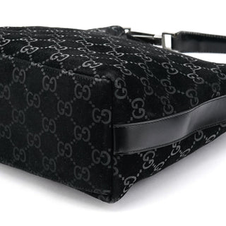 000 0602 Black GG Suede Shoulder Bag