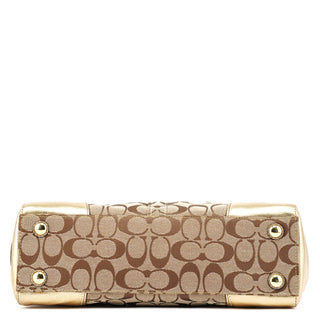 11062 Beige Gold Signature Turnlock Tote Bag