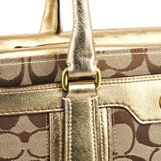 11062 Beige Gold Signature Turnlock Tote Bag