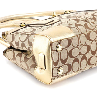 11062 Beige Gold Signature Turnlock Tote Bag