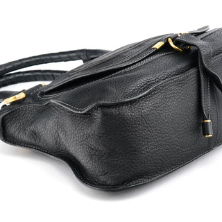 Black Leather Marcie Shoulder Bag