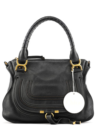 Black Leather Marcie Shoulder Bag