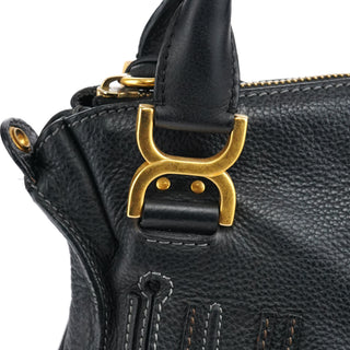 Black Leather Marcie Shoulder Bag