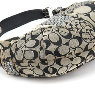 Grey Black Signature Canvas Patchwork Shoulder Bag