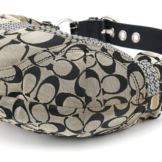 Grey Black Signature Canvas Patchwork Shoulder Bag
