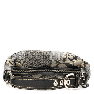 Grey Black Signature Canvas Patchwork Shoulder Bag