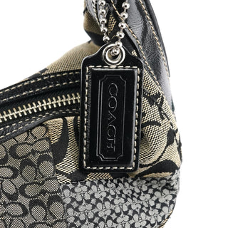 Grey Black Signature Canvas Patchwork Shoulder Bag