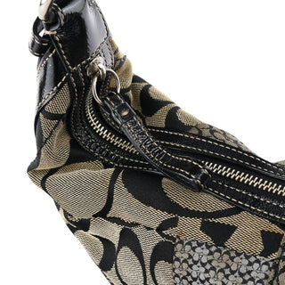 Grey Black Signature Canvas Patchwork Shoulder Bag