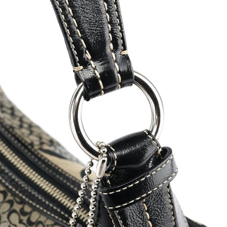Grey Black Signature Canvas Patchwork Shoulder Bag