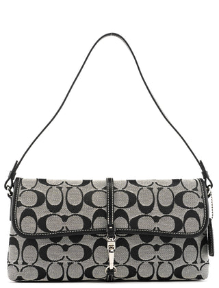 6348 Grey Black Signature Canvas Shoulder Bag