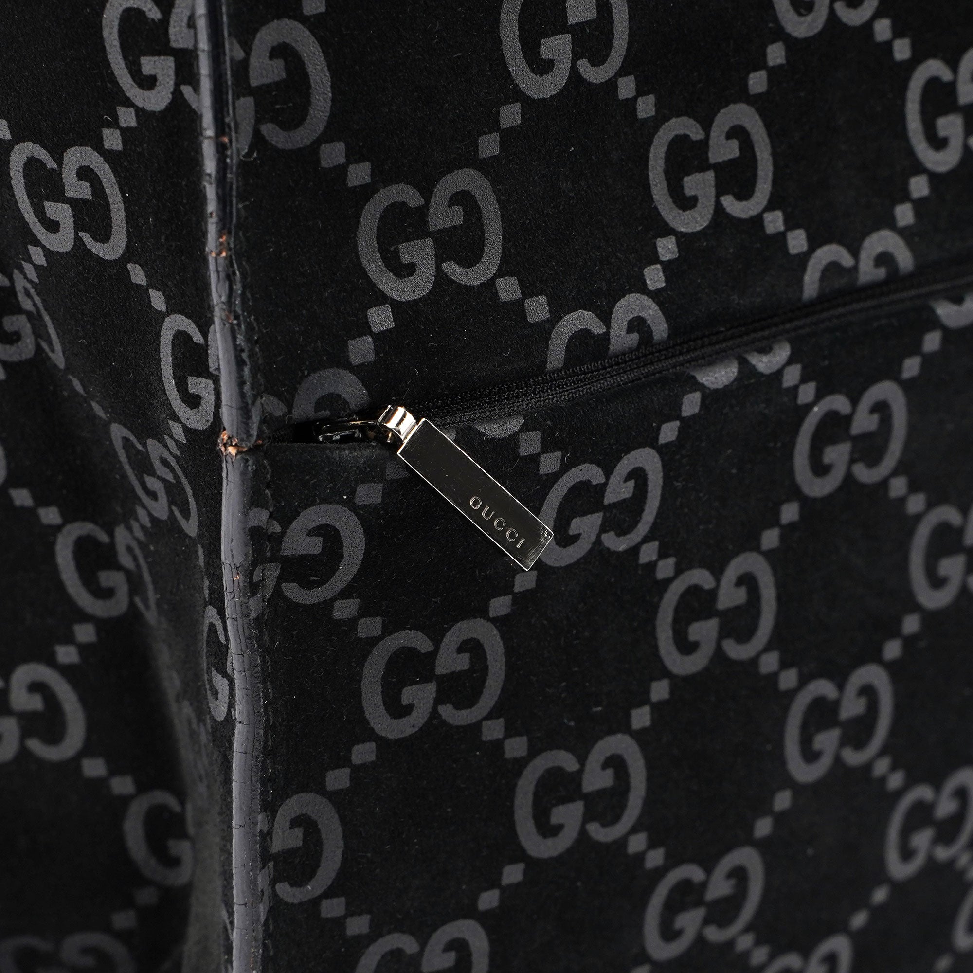 Gucci Black Suede GG tote