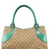 Sac cabas en toile GG beige et turquoise