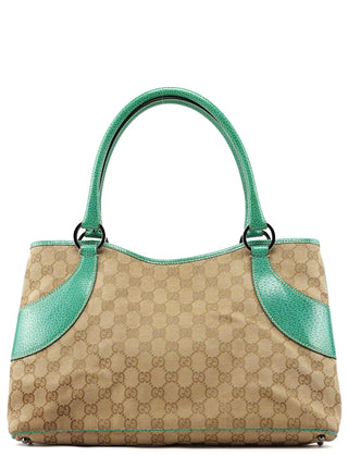 Gucci Beige Turquoise GG Tote Bag