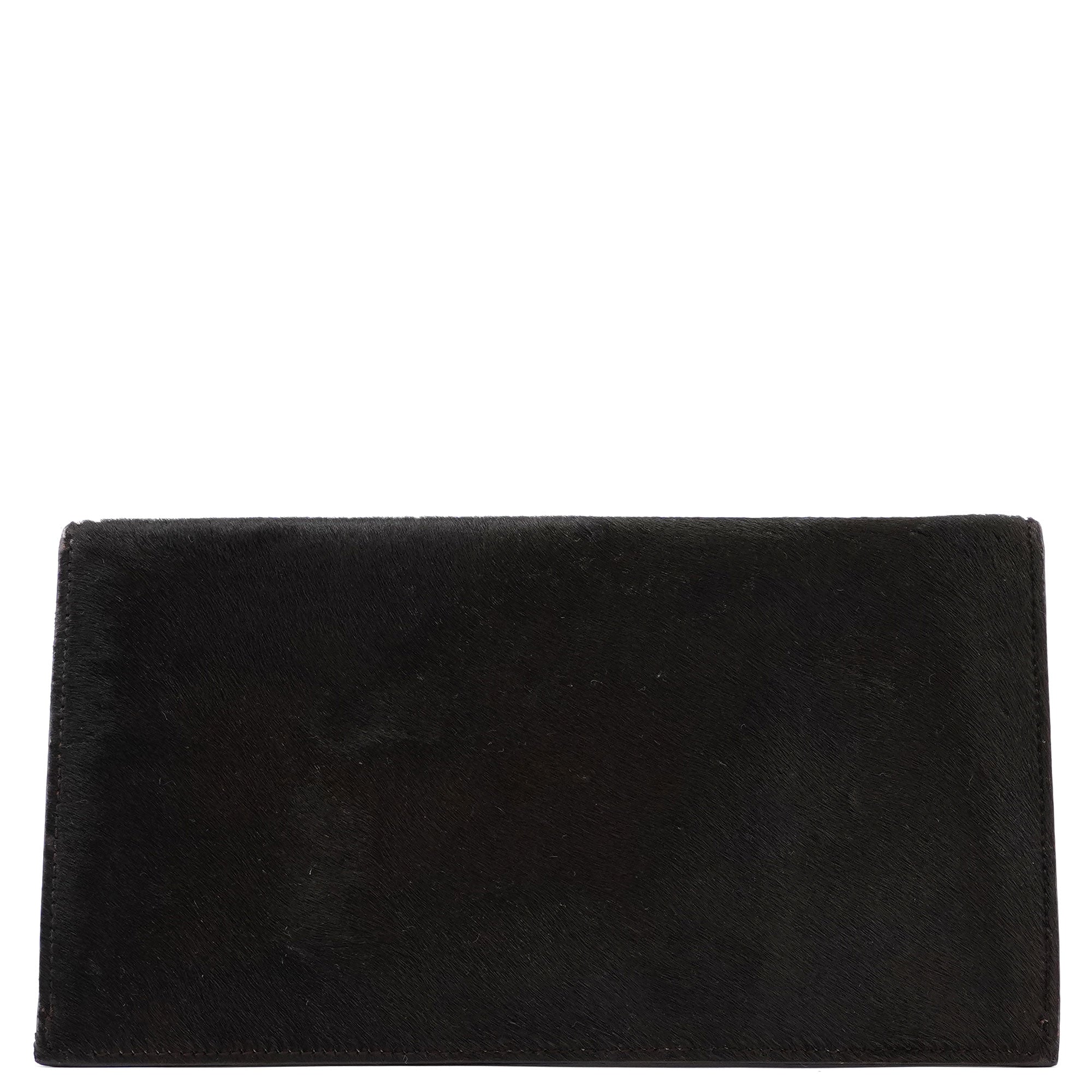 Black Fur Gold Plate Clutch Bag