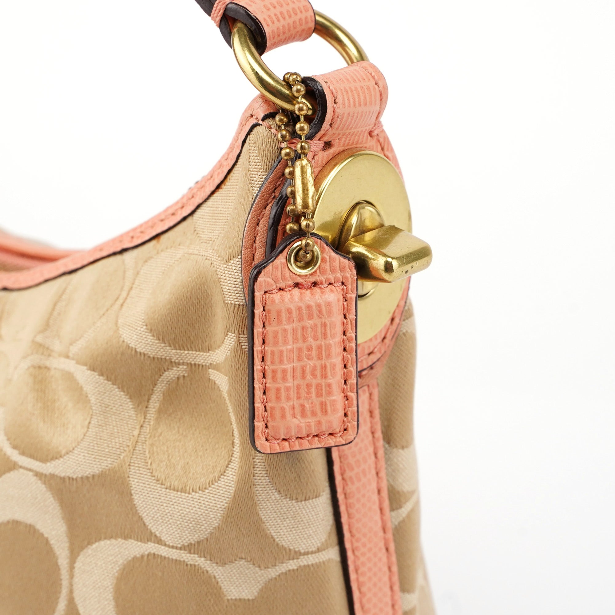 43462 Beige Pink Signature C Shoulder Bag