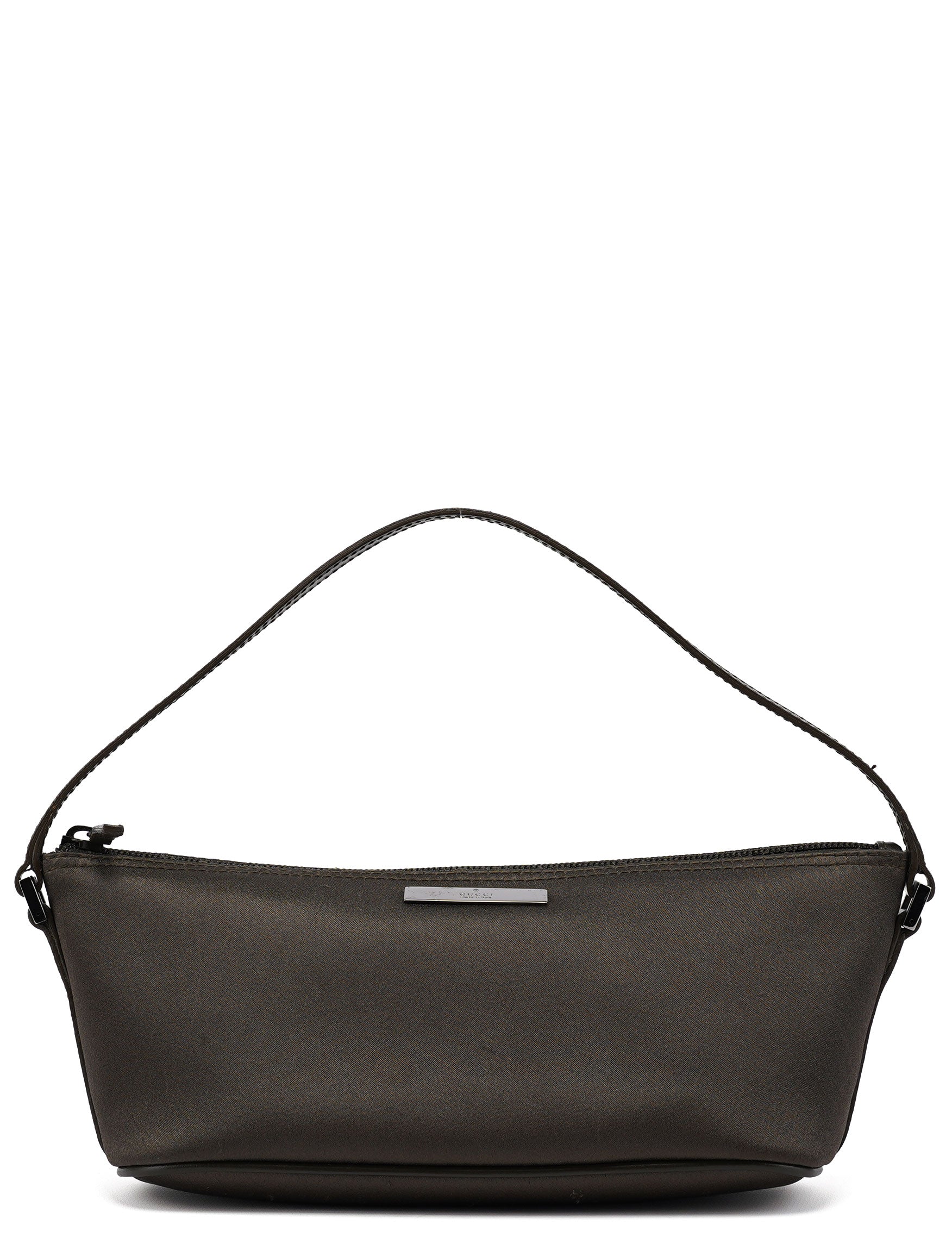 039 1103 Olive Satin Boat Pochette