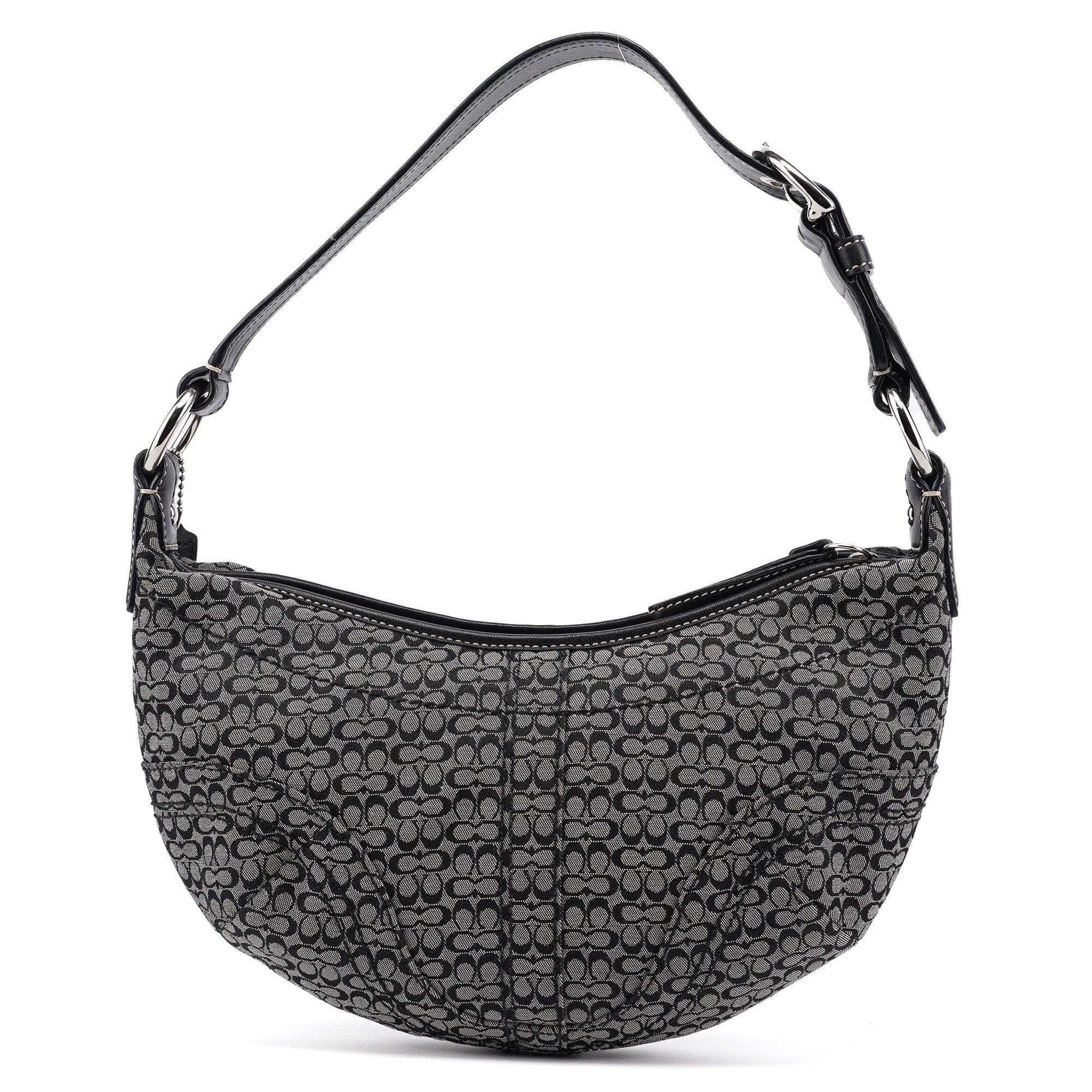 Grey Signature C Crescent Hobo Shoulder Bag