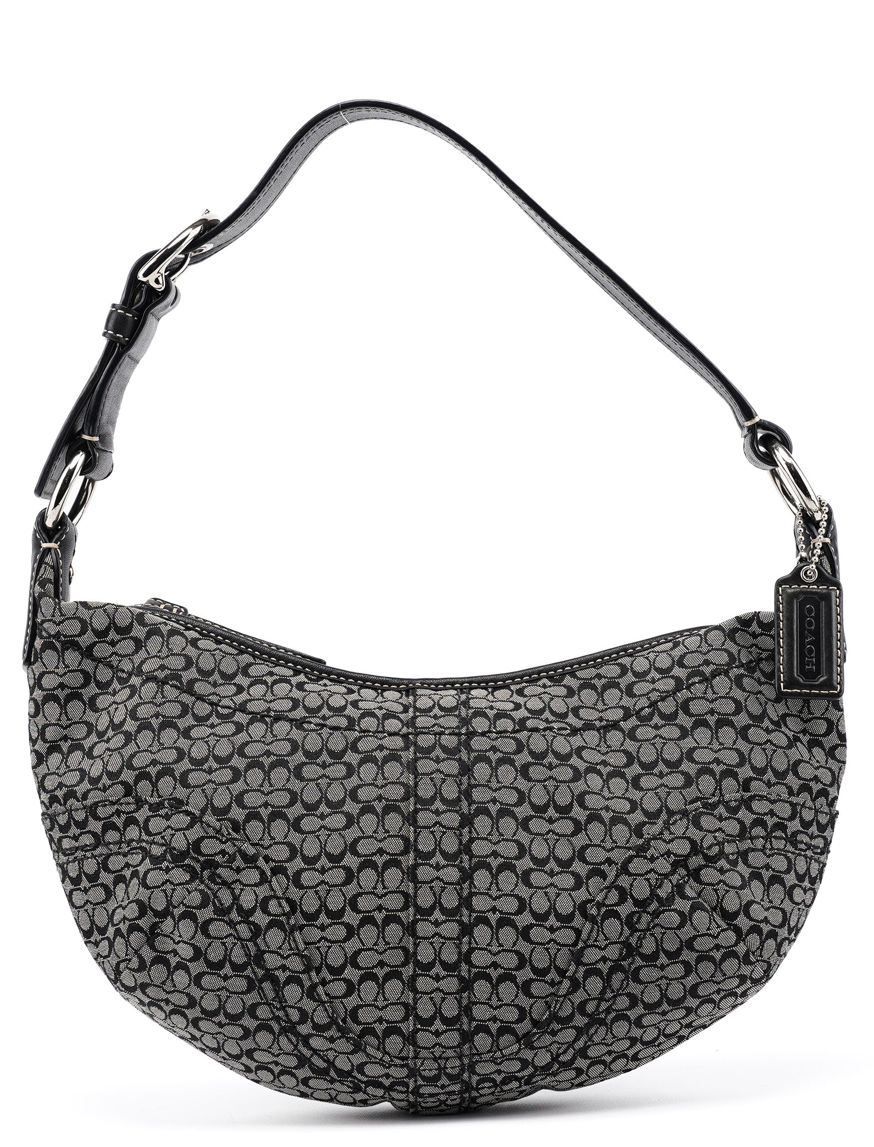 Grey Signature C Crescent Hobo Shoulder Bag