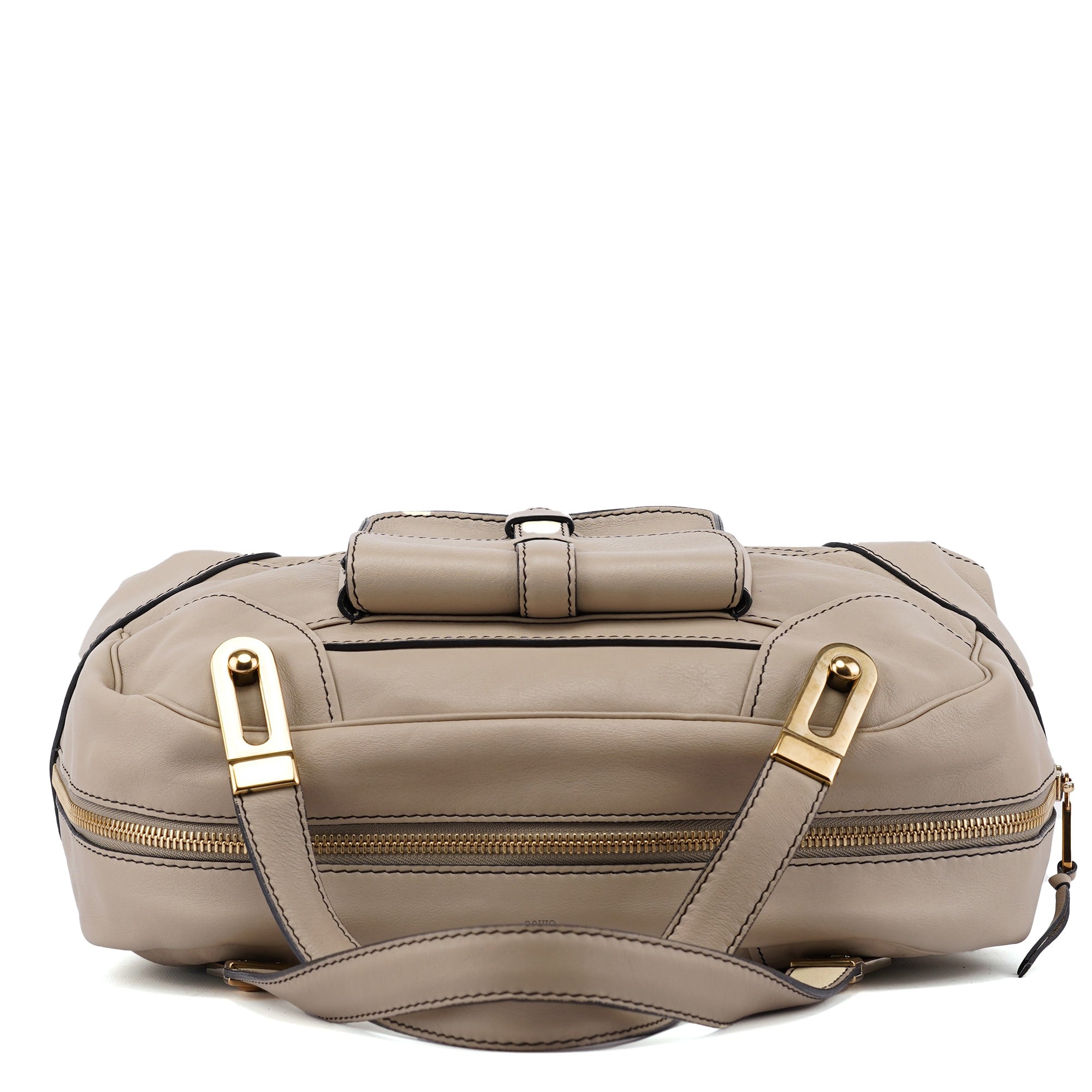 Beige Calfskin Pocket Tote Bag