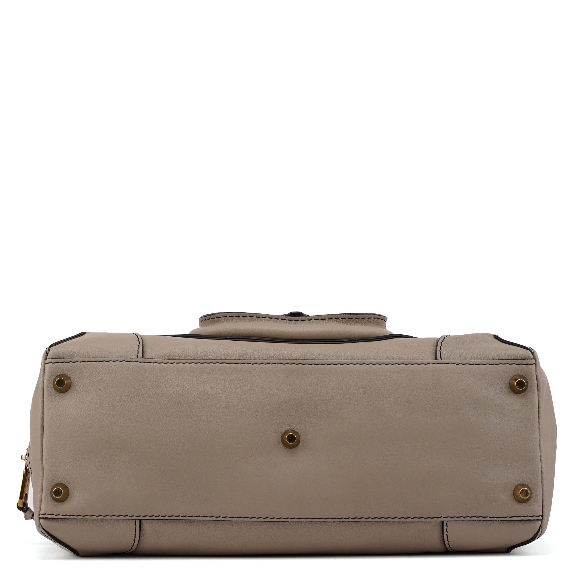 Beige Calfskin Pocket Tote Bag