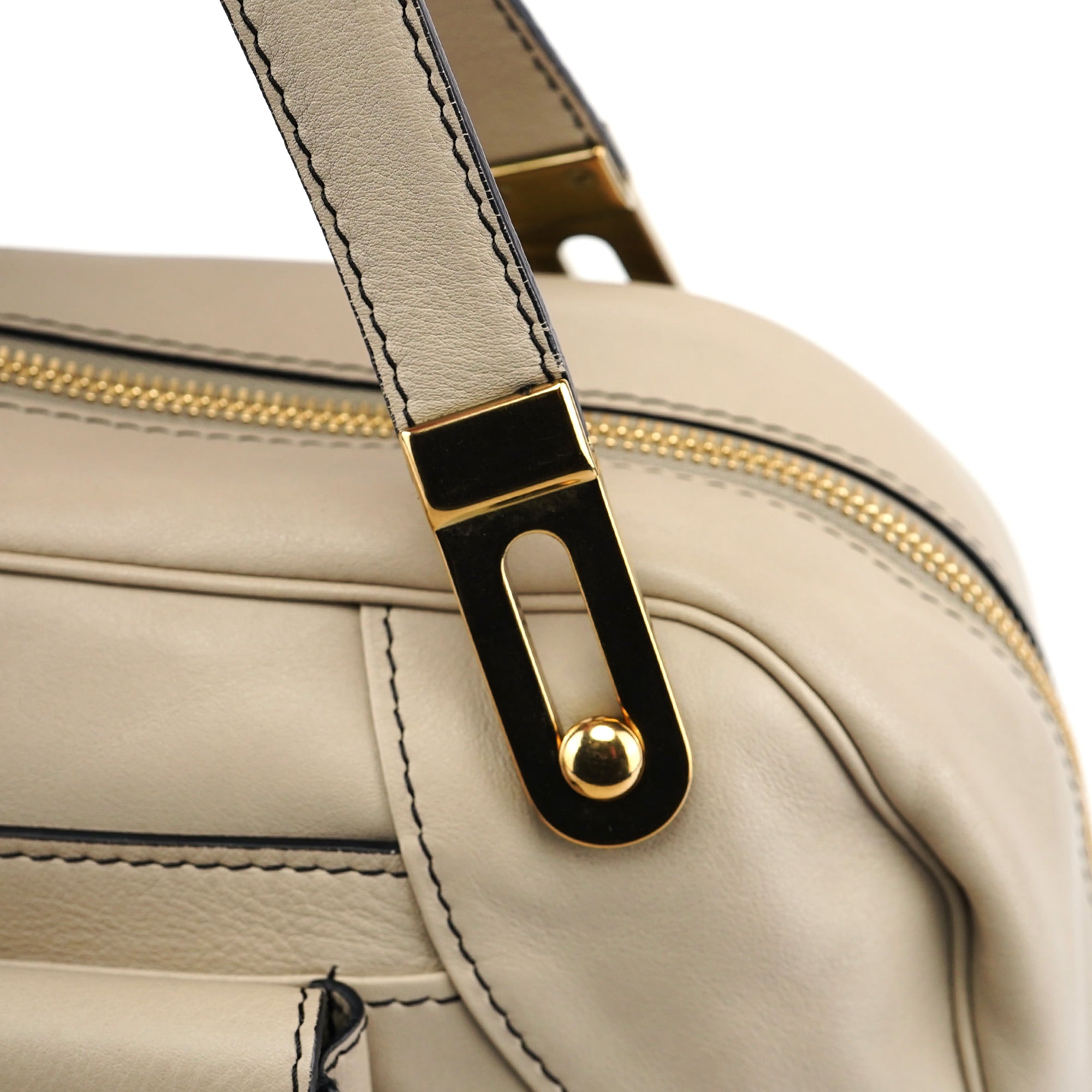 Beige Calfskin Pocket Tote Bag