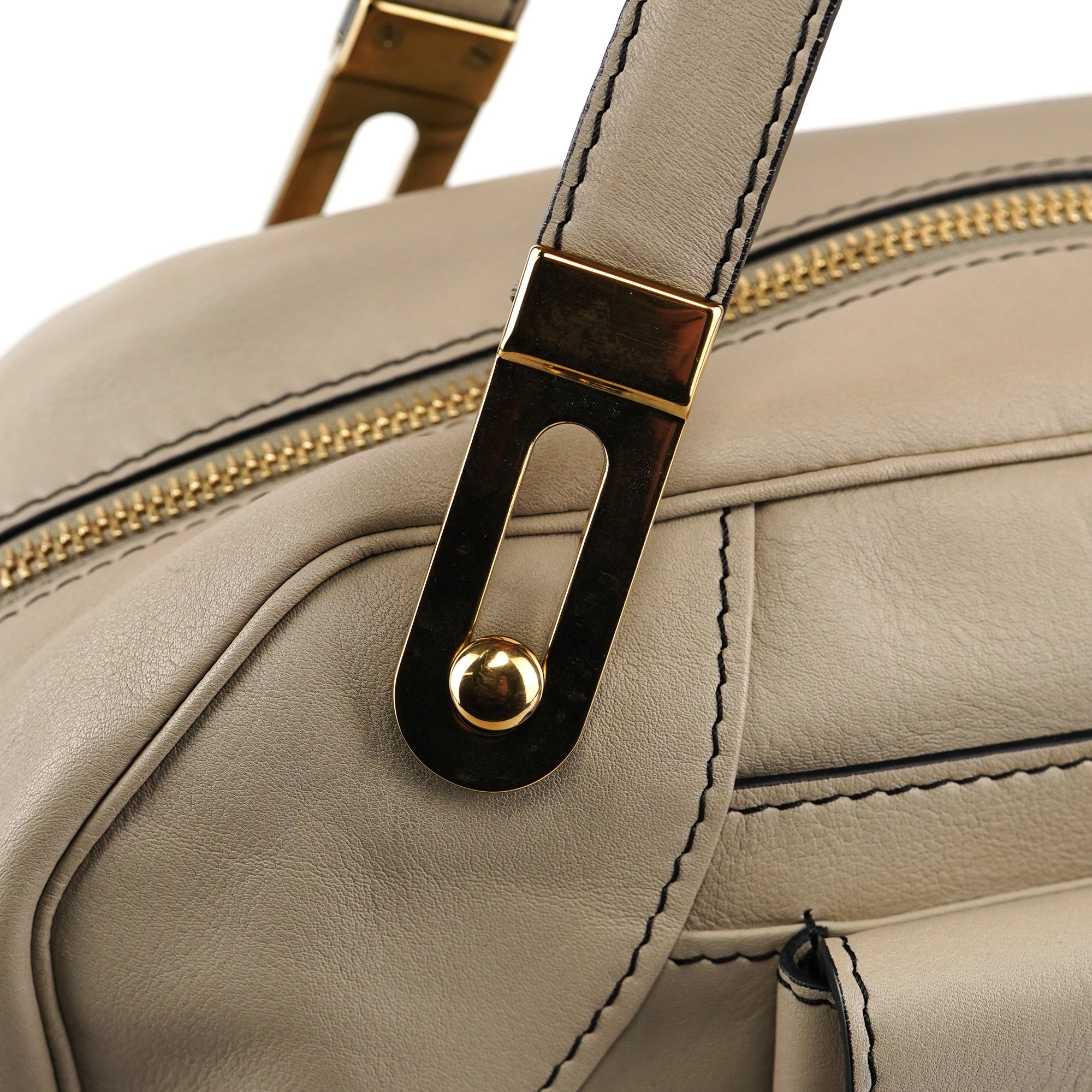 Beige Calfskin Pocket Tote Bag