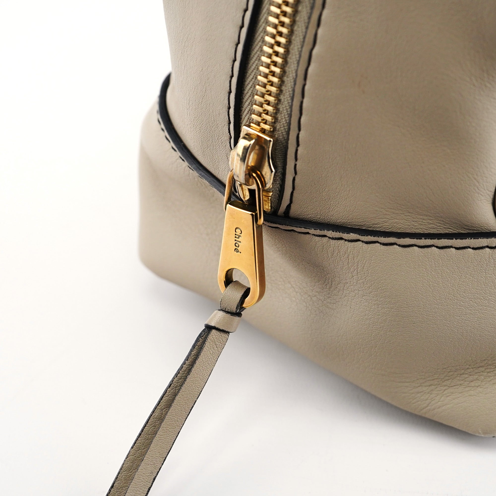 Beige Calfskin Pocket Tote Bag