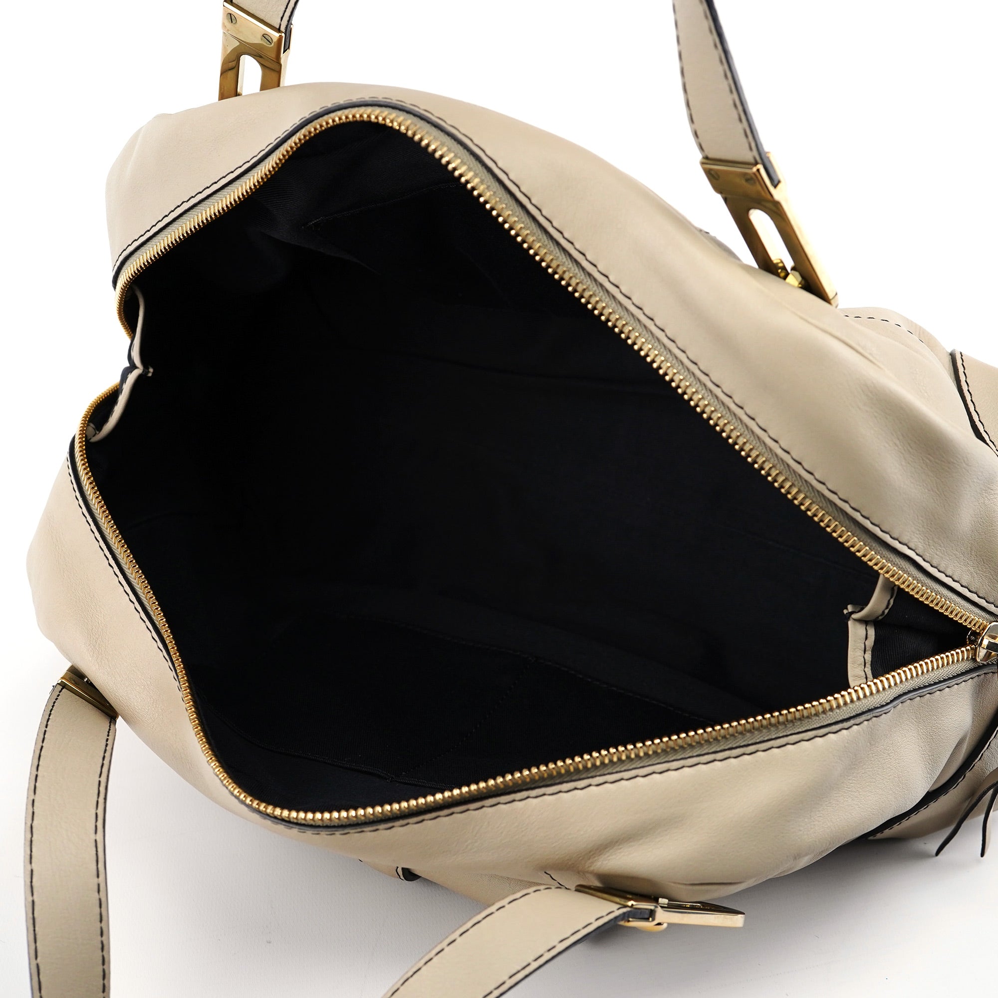 Beige Calfskin Pocket Tote Bag