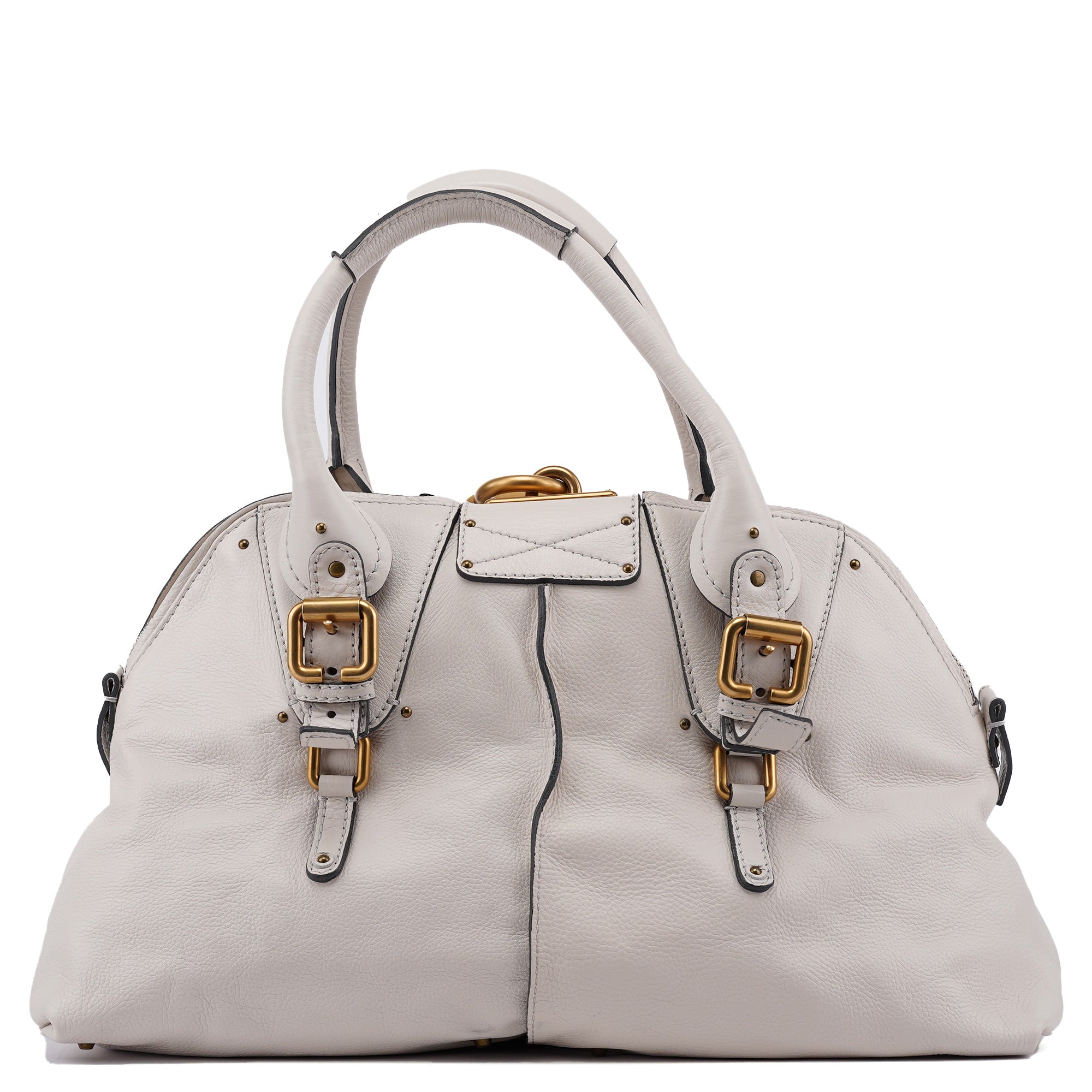 White Leather Paddington Tote Bag