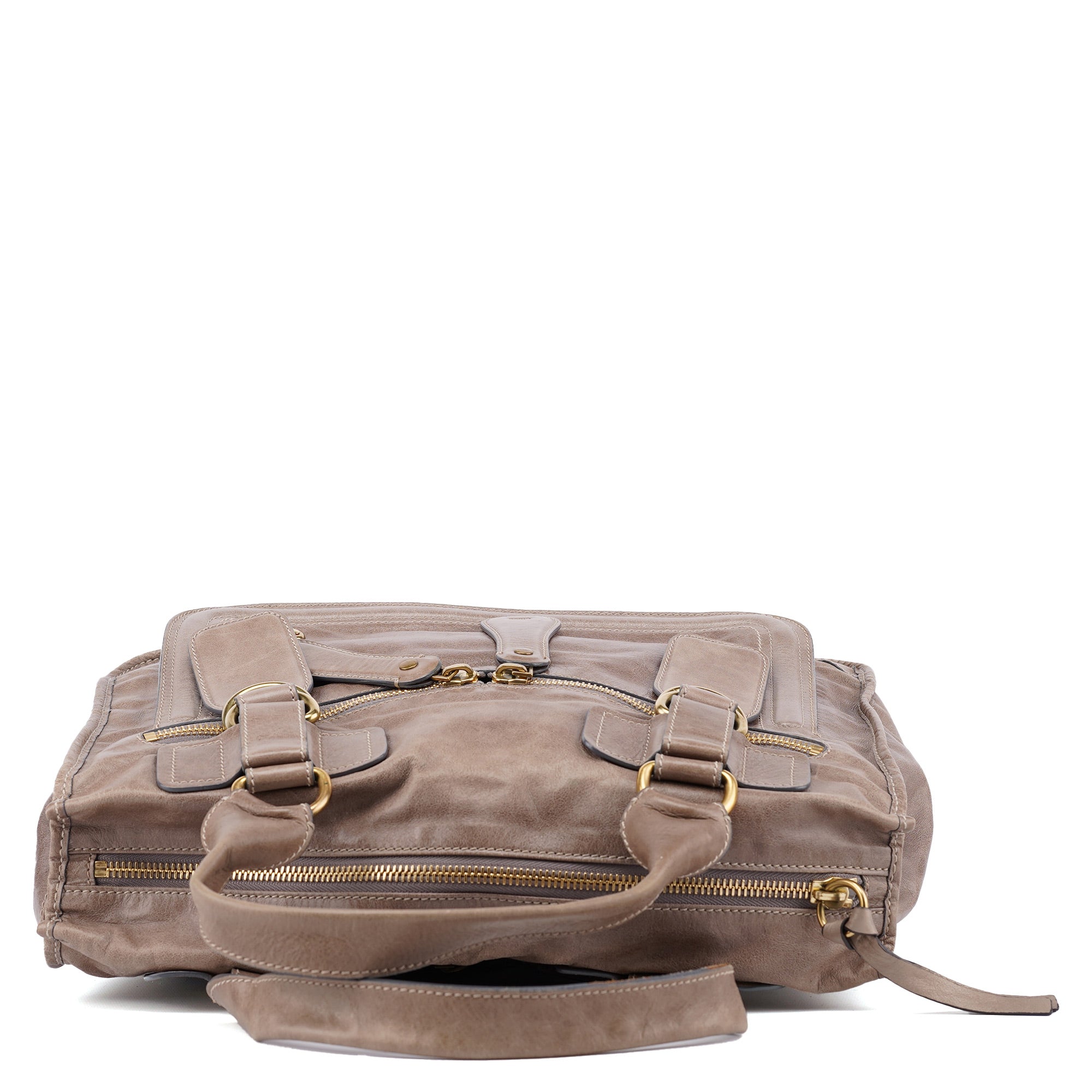 Light Brown Calfskin Bay Tote Bag