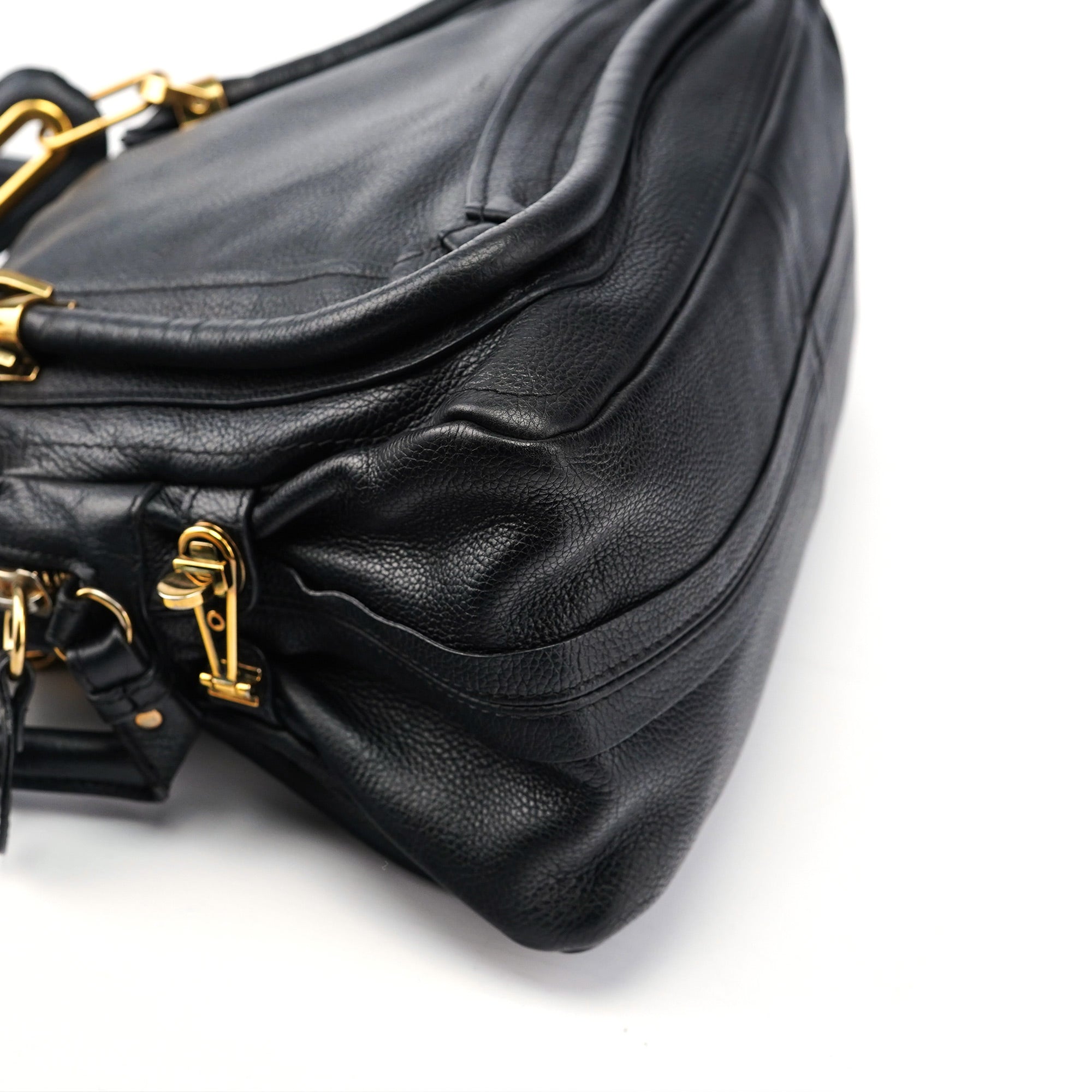 Black Leather Paraty 2-Way Shoulder Bag