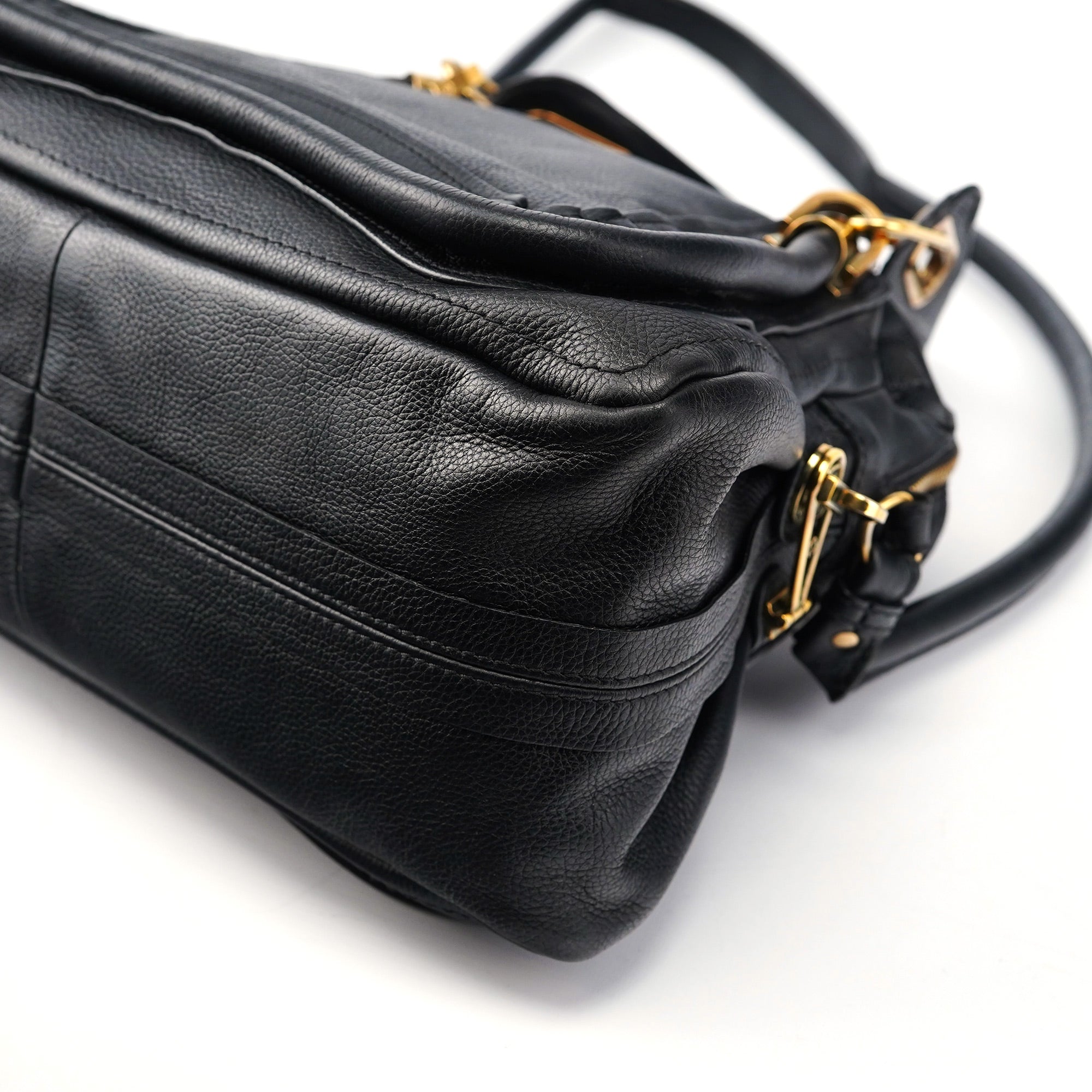 Black Leather Paraty 2-Way Shoulder Bag