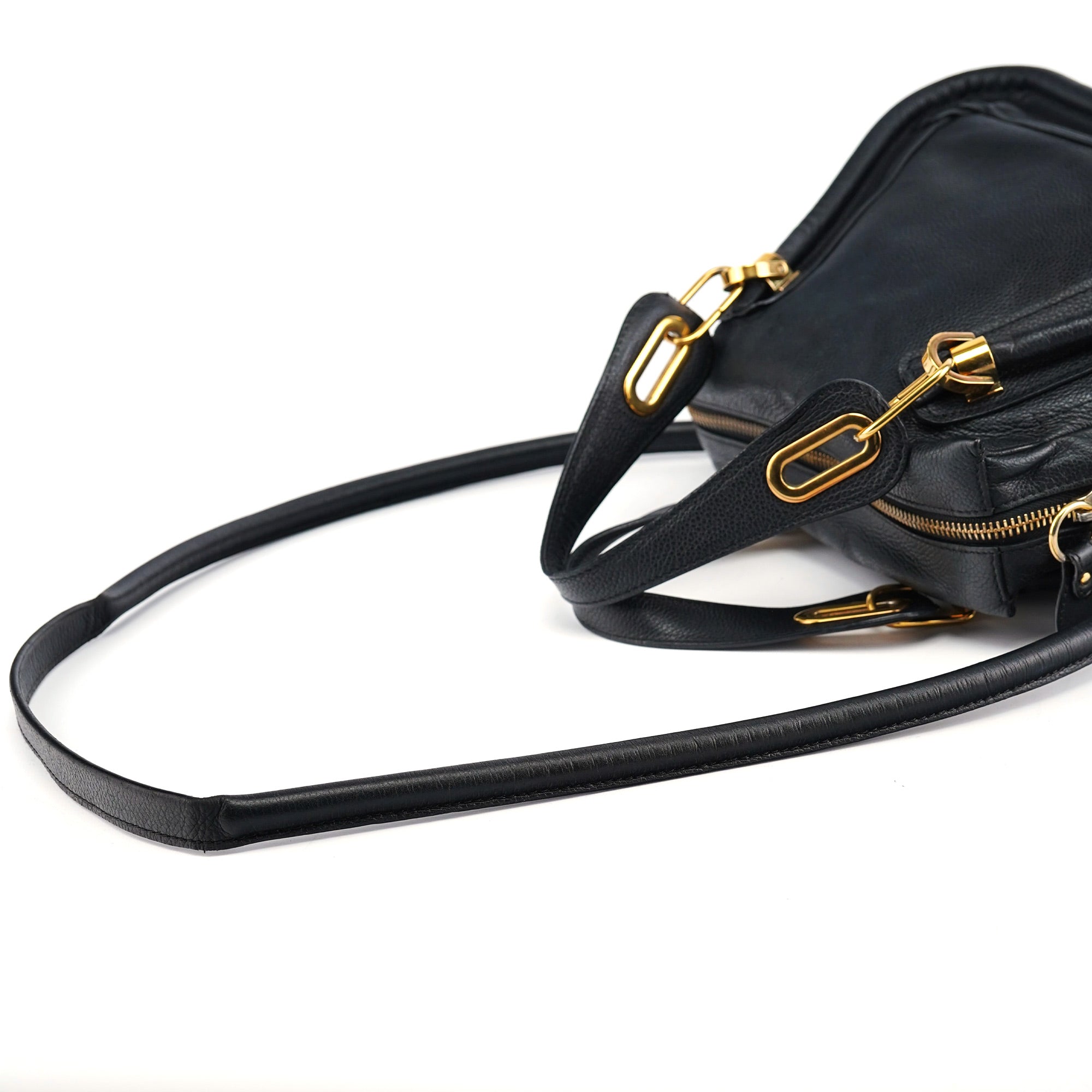 Black Leather Paraty 2-Way Shoulder Bag