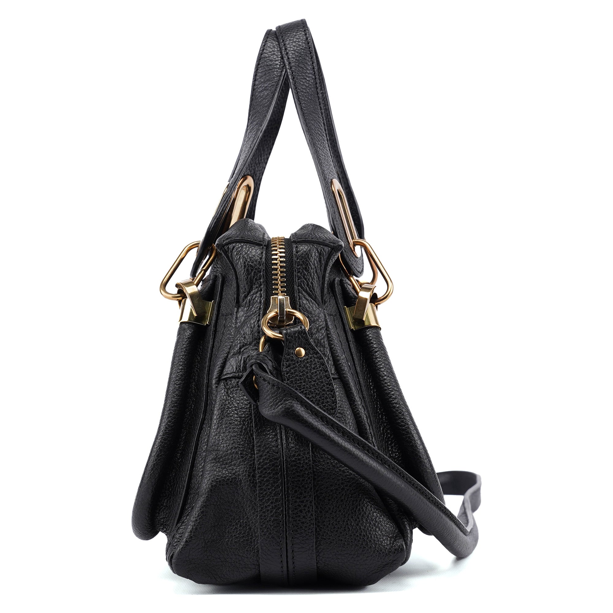 Black Leather Paraty 2-Way Shoulder Bag