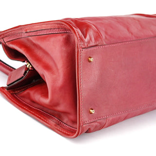 Burgundy Lambskin Leather Tote Bag