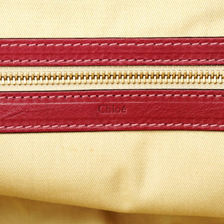 Chloé burgundy lambskin leather tote bag, cotton-lined interior with zip pocket