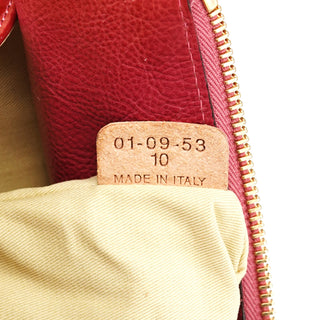 Chloé burgundy lambskin leather tote bag, interior serial number tag