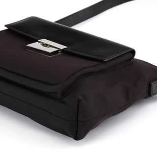 Brown Canvas Square G Shoulder Bag