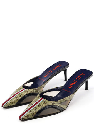 1999 Green Snakeskin Pointed Mules EU 37
