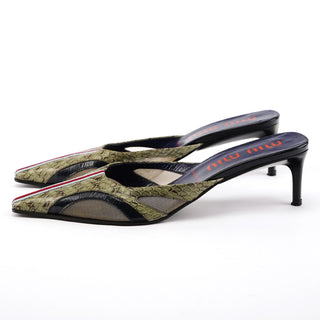 1999 Green Snakeskin Pointed Mules EU 37