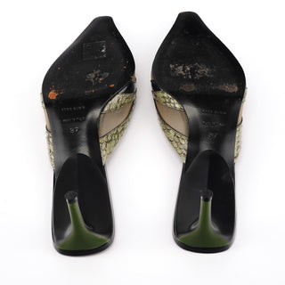 1999 Green Snakeskin Pointed Mules EU 37