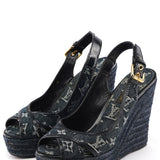 Sandales compensées espadrilles en Monogram Denim EU 37